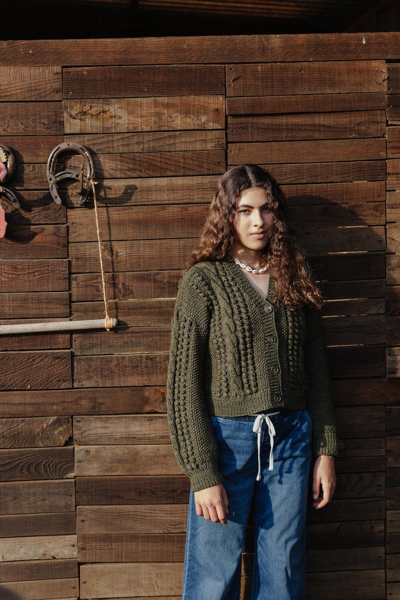 Artemisa Cardigan - 100% Hand-dyed merino wool - 19” long.