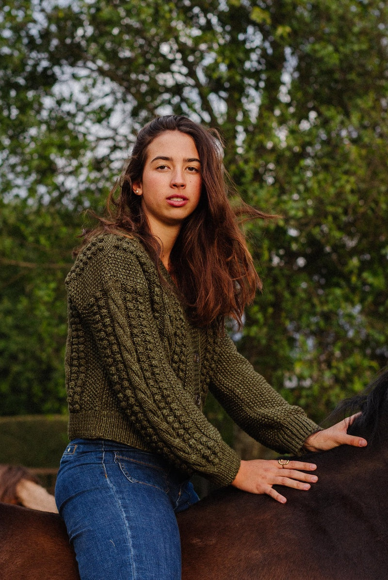 Artemisa Cardigan - 100% Hand-dyed merino wool - 19” long.