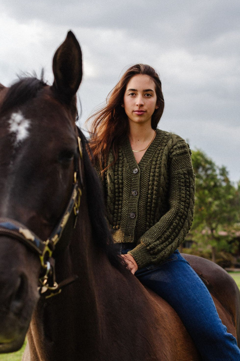 Artemisa Cardigan - 100% Hand-dyed merino wool - 19” long.