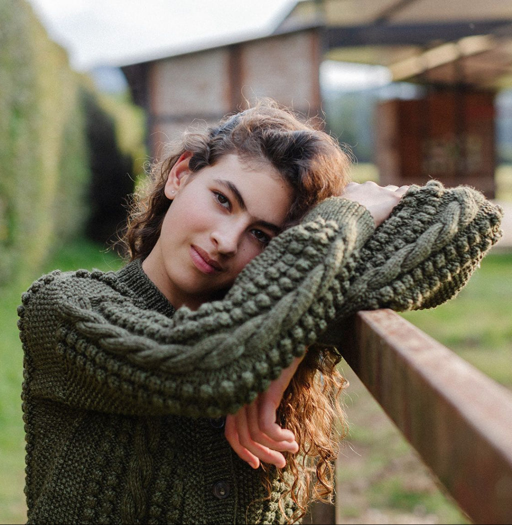 Artemisa Cardigan - 100% Hand-dyed merino wool - 19” long.