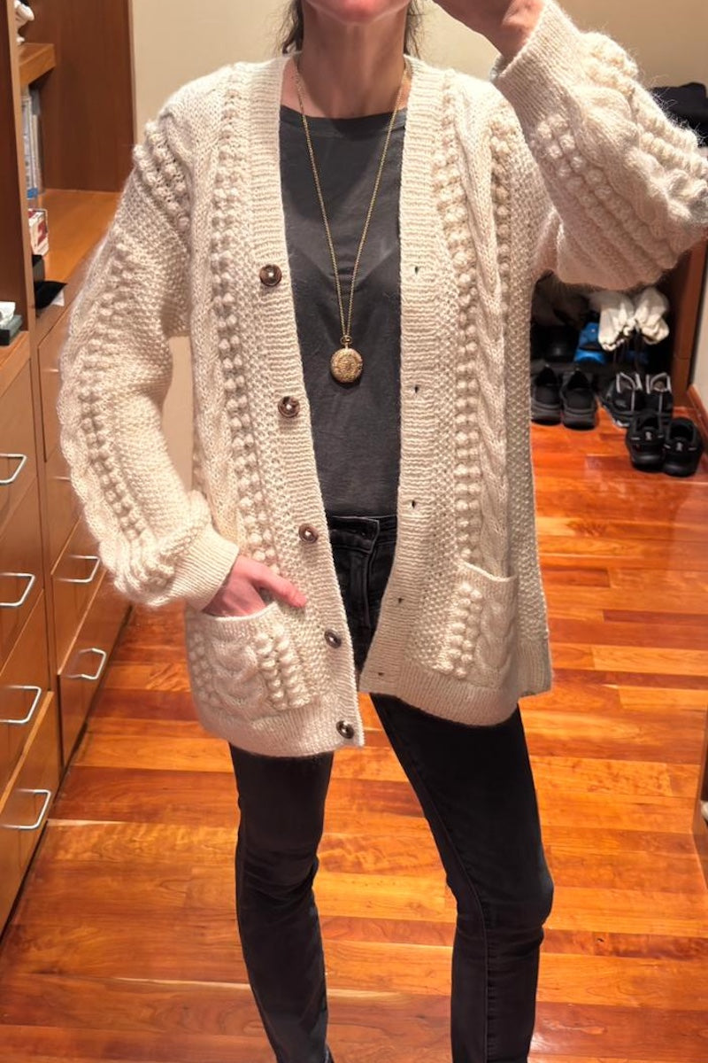 Artemisa Long Cardigan - 80% Merino wool - 28” long.