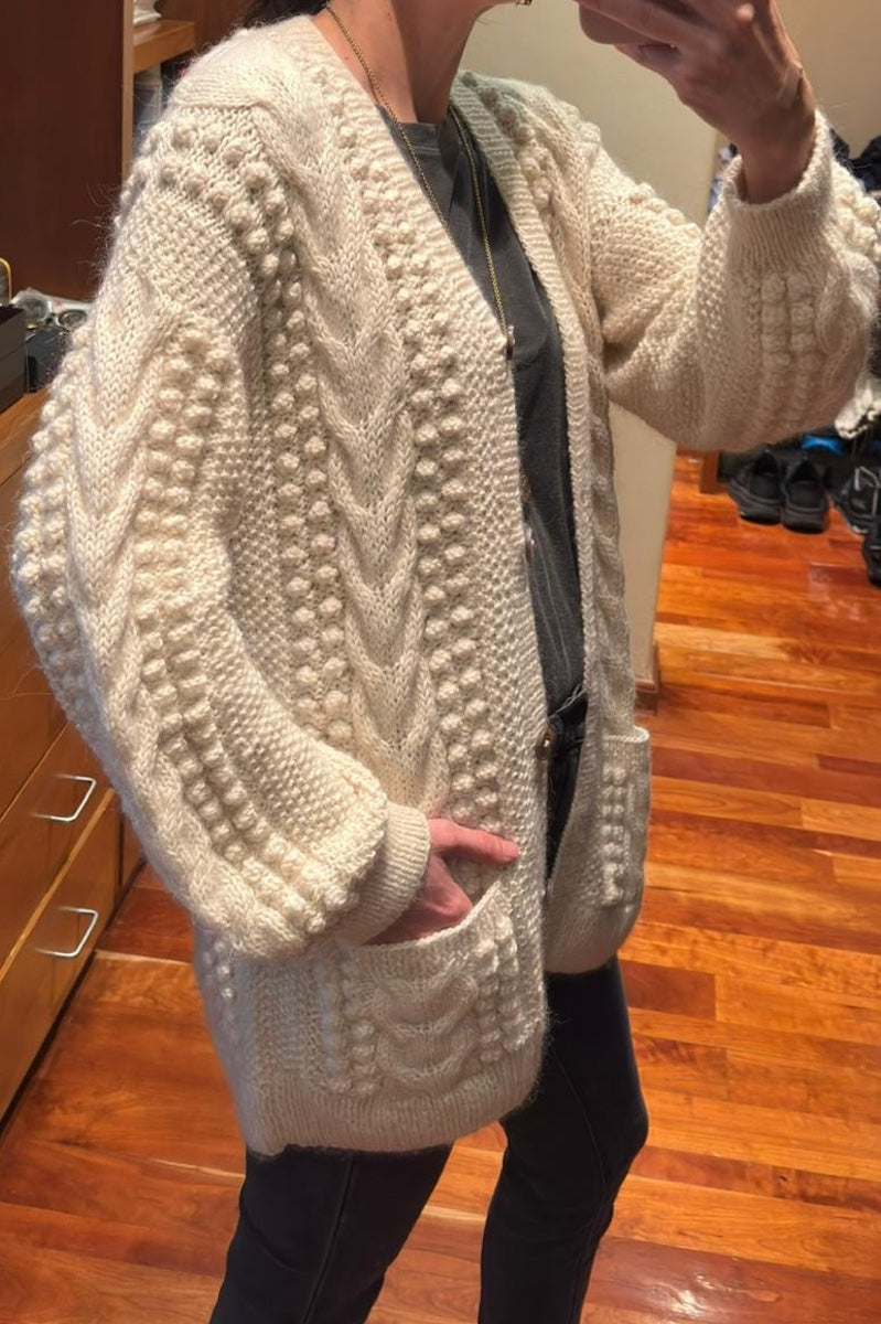 Artemisa Long Cardigan - 80% Merino wool - 28” long.
