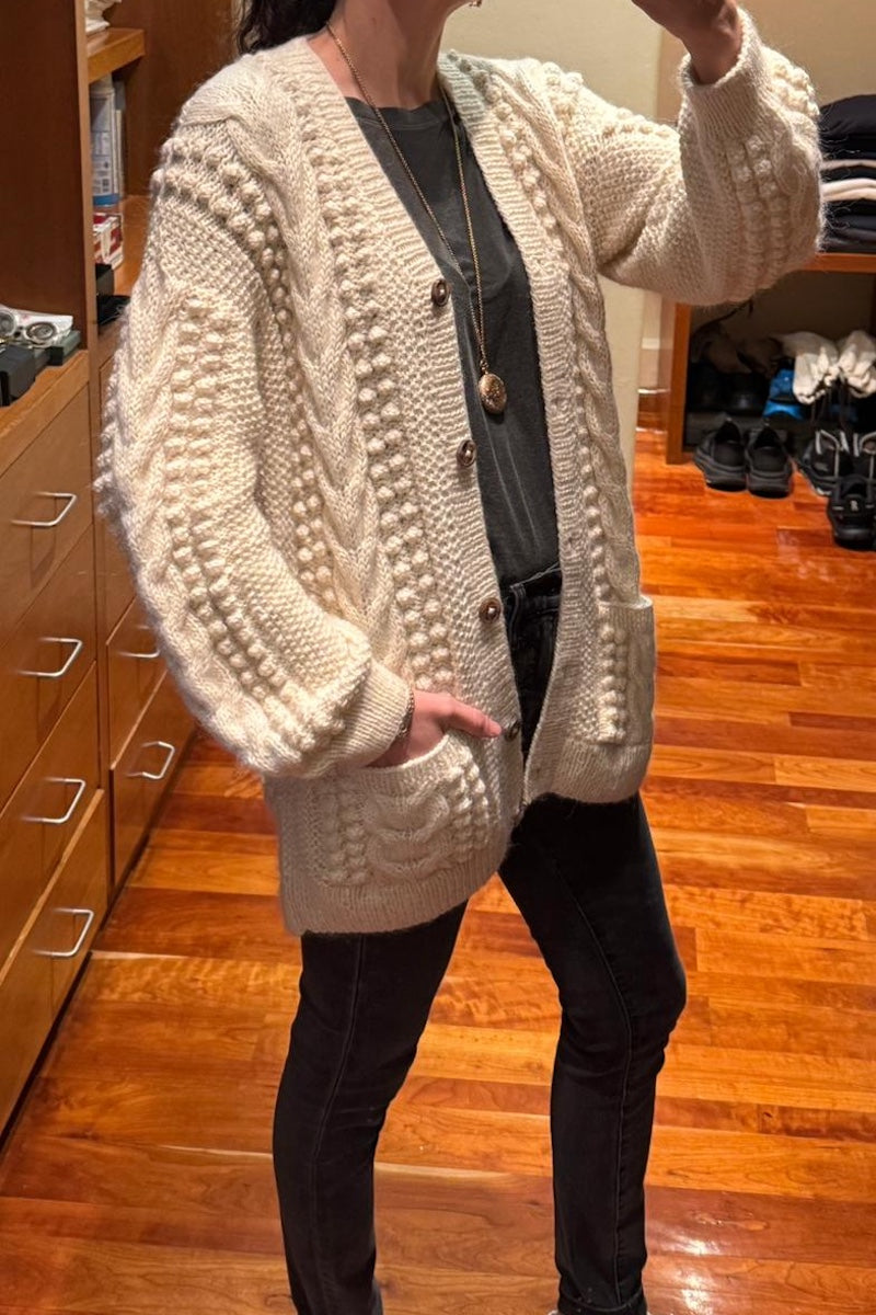 Artemisa Long Cardigan - 80% Merino wool - 28” long.