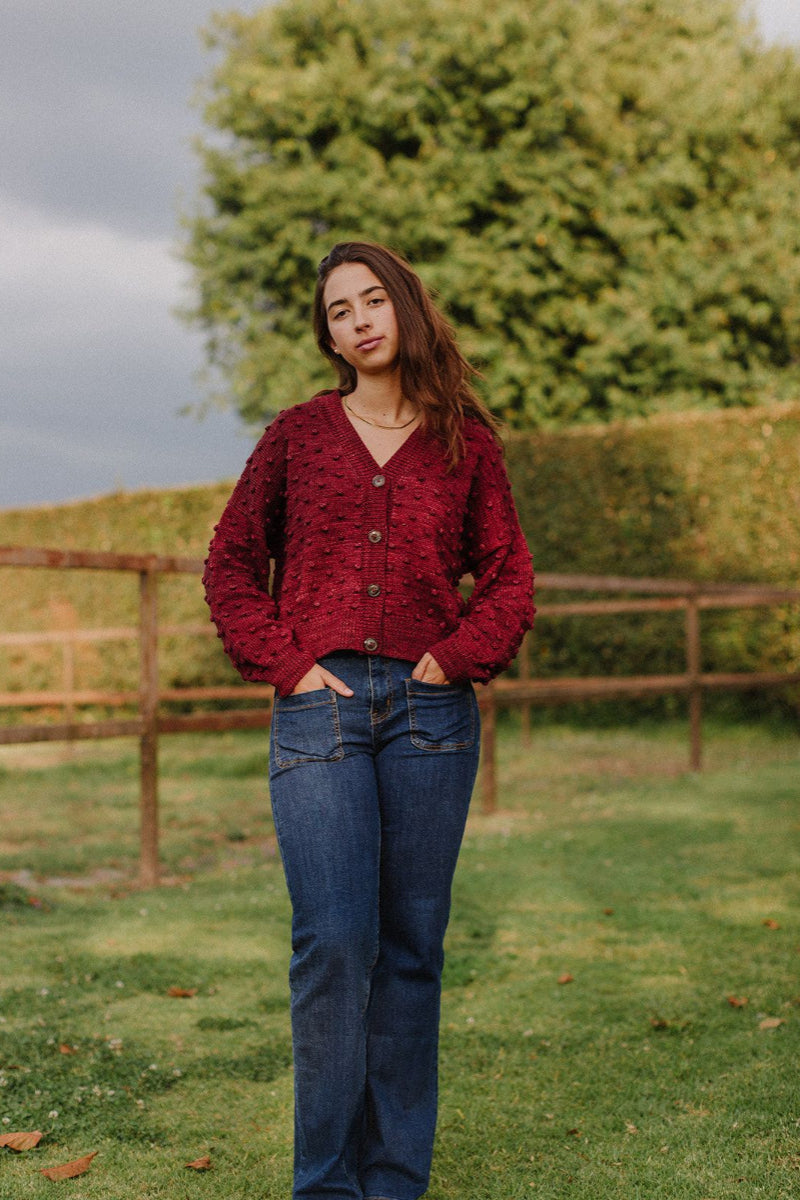 Atenea Cardigan - 100% Hand-dyed merino wool - 19" long