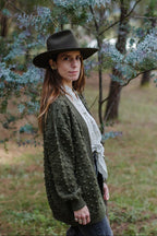 Atenea Long Cardigan - 100% Hand-dyed merino wool - 28” long.