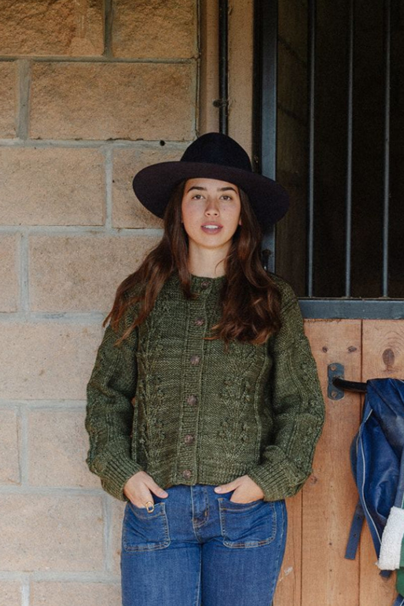 Elpis Cardigan - 100% Hand-dyed merino wool - 19” long.