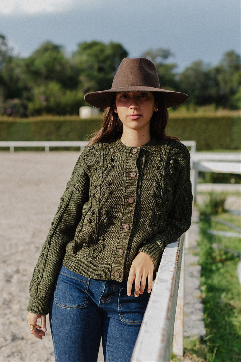 Elpis Cardigan - 100% Hand-dyed merino wool - 19” long.