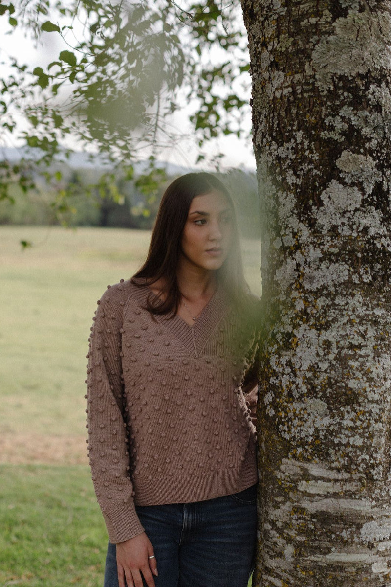 Gaia V Neck Sweater - 100% Merino wool - 21” long.