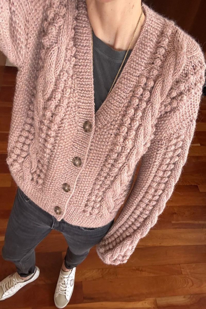 Artemisa Cardigan - 100% Hand-dyed merino wool - 19” long.