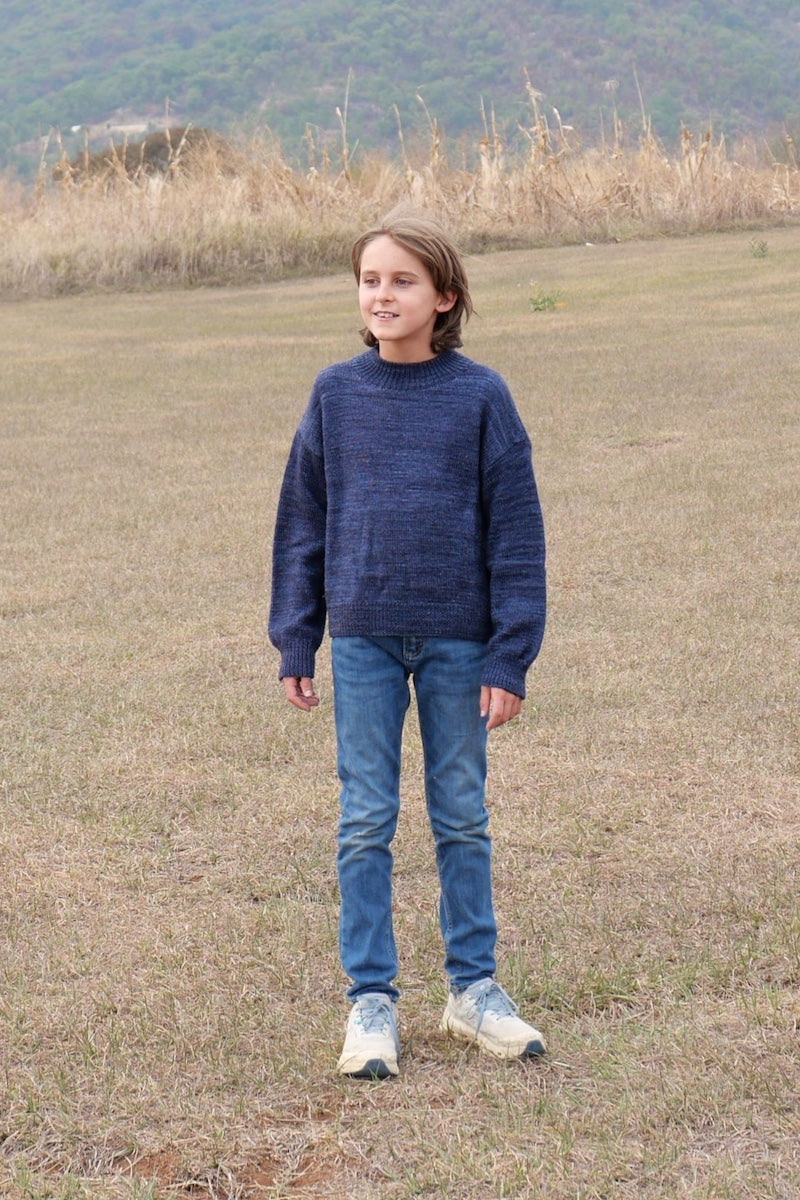 Boys Mock Neck - 100% Hand-dyed merino wool - 17” long x 19” wide