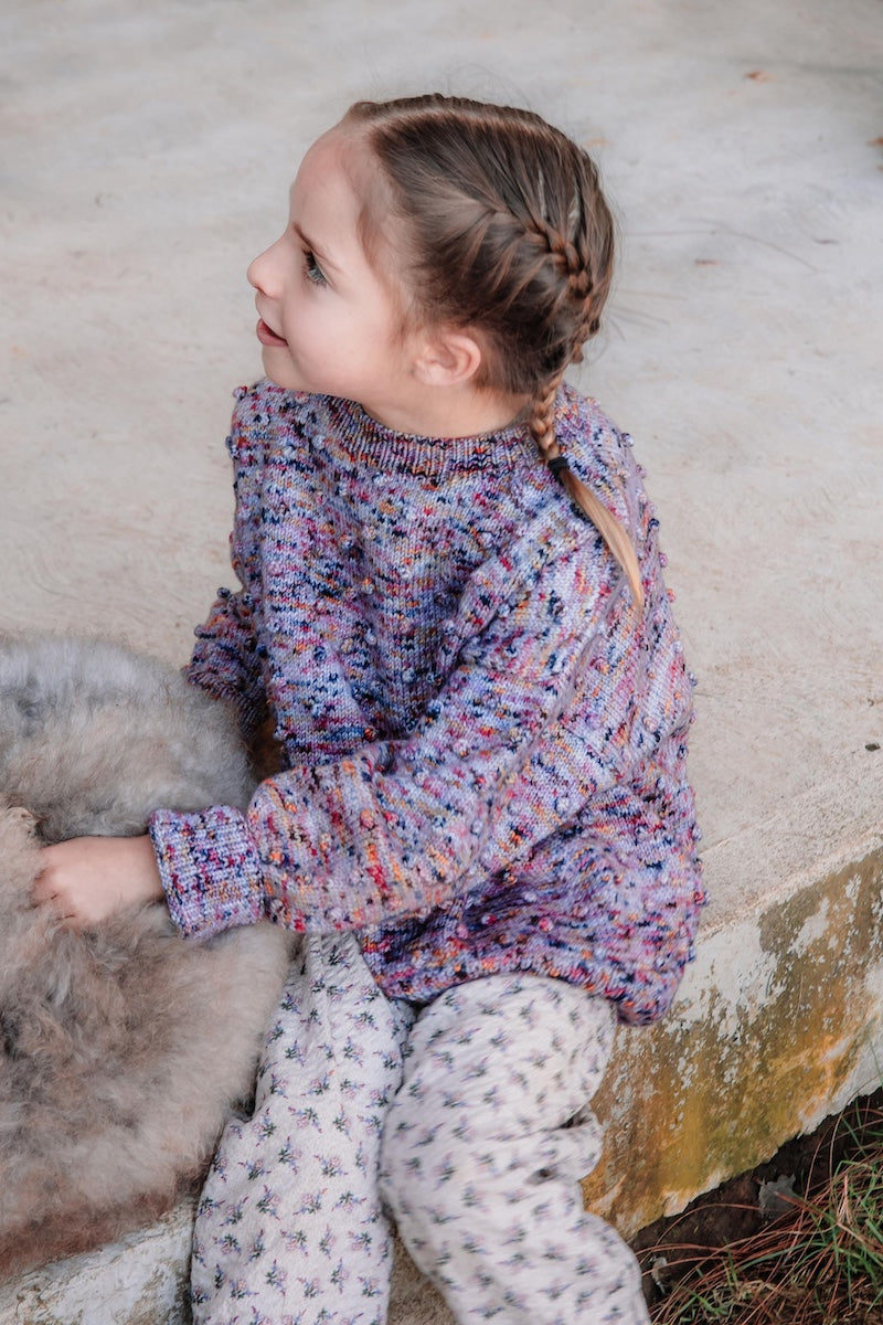 Girls Sweater - 100% Hand-dyed merino wool - 17” long x 19” wide.