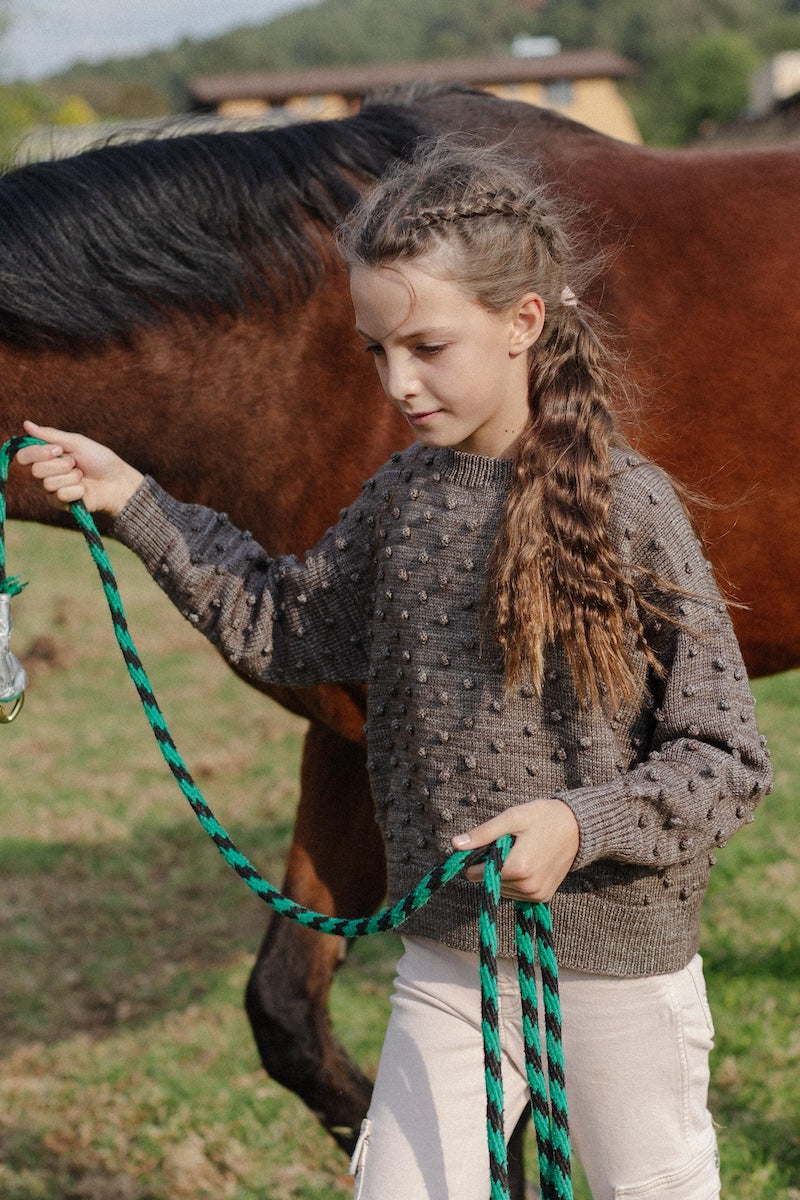 Girls Sweater - 100% Hand-dyed merino wool - 17” long x 19” wide.