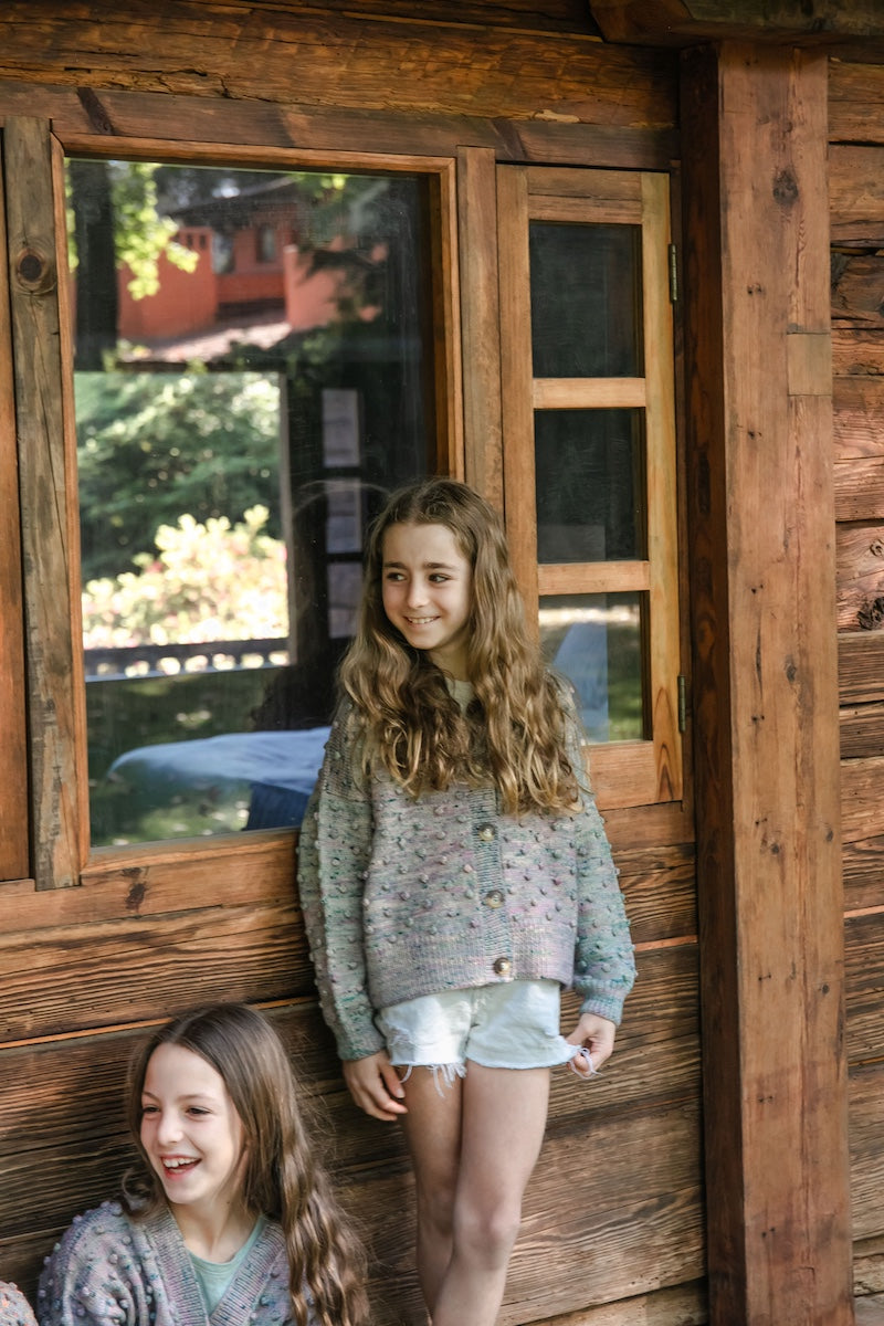 Girls Cardigan - 100% Hand-dyed merino wool - 17” long x 19” wide.