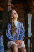 Girls Cardigan - 100% Hand-dyed merino wool - 17” long x 19” wide.